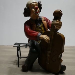 CLOWN porcelain figurine - music theme Cello